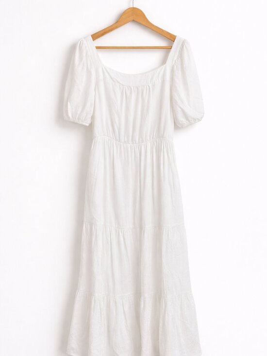 NY Collection Dresses & Skirts - NY Collection White Maxi Dress 1X NWOT Puff Sleeve Tiered Boho Chic